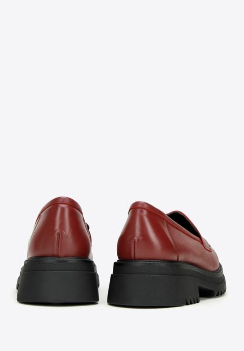 Női bőr platform loafer cipő, meggy piros, 97-D-302-1-37, Fénykép 4