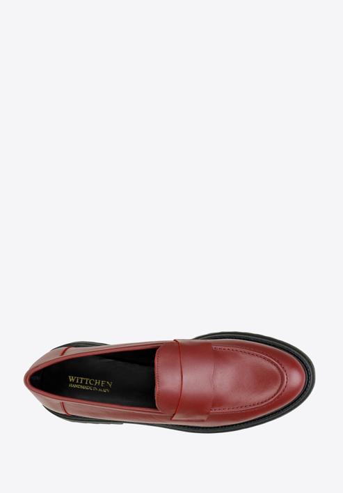 Női bőr platform loafer cipő, meggy piros, 97-D-302-3-37, Fénykép 5