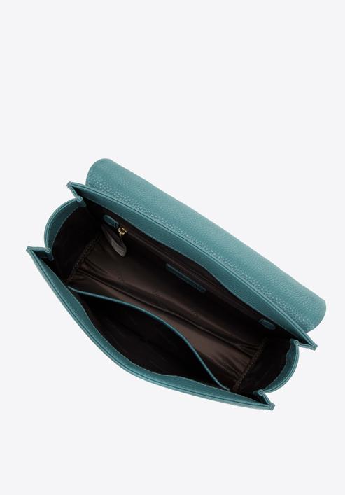 Dámská kožená kabelka s ozdobnou klopou a řetízkem, modrá, 98-4E-218-N, Obrázek 4