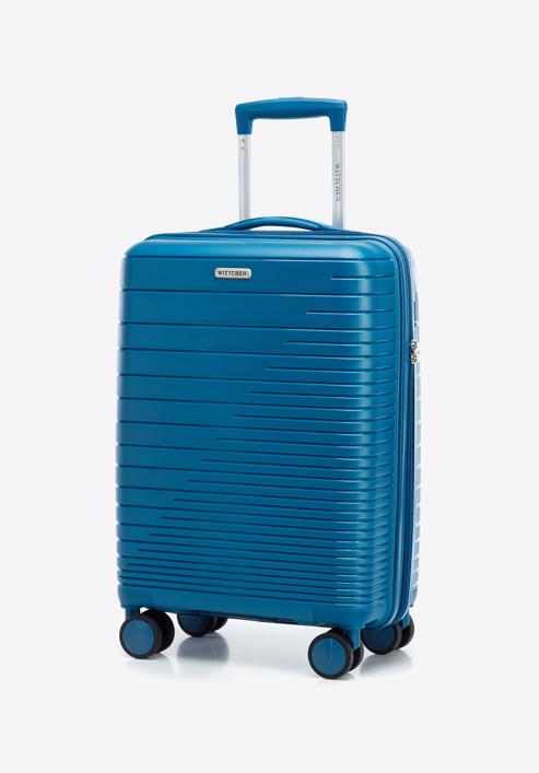 Kabinové zavazadlo z polypropylénu s lesklými pruhy, modrá, 56-3T-161-35, Obrázek 4