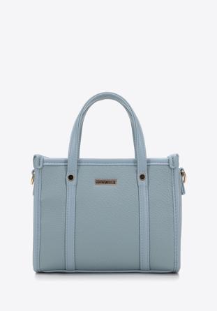 Mini kabelka z ekologické kůže s vertikálním lemem, modrá, 98-4Y-303-N, Obrázek 1
