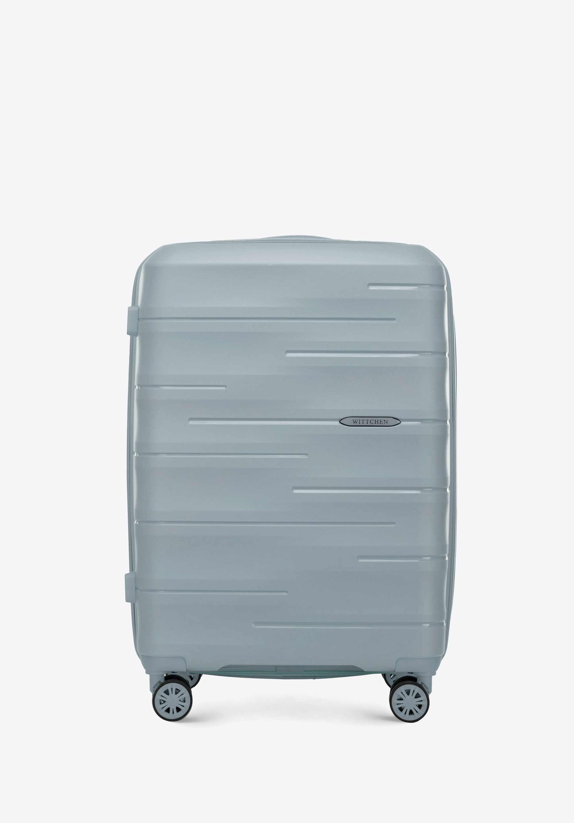 Stredný kufor z polypropylénu s reliéfnymi pruhmi, modrá, 56-3T-142-B-00, Obrázok 1