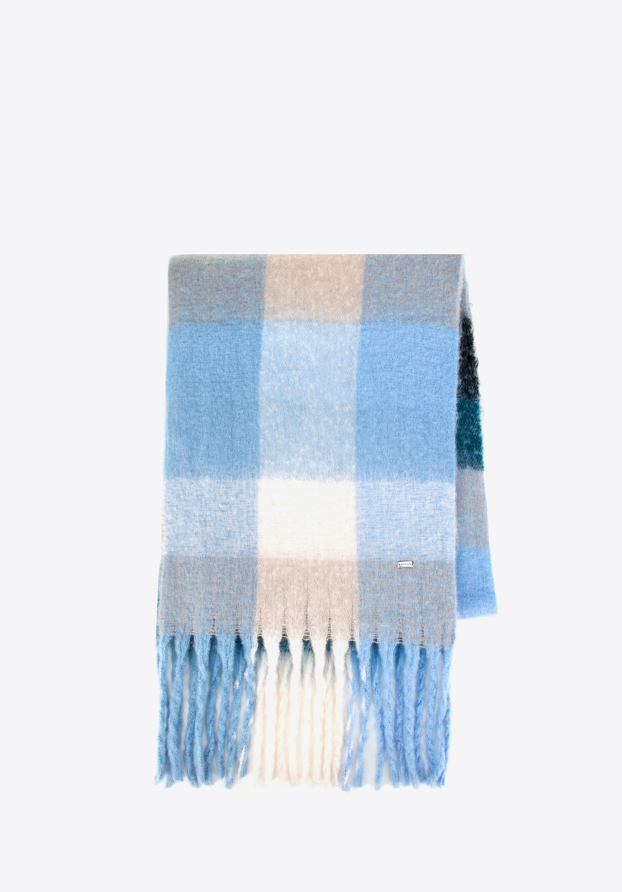 Dámský šátek s vícebarevným kostkovaným vzorem, modro-bílá, 99-7-120-X5, Obrázek 1