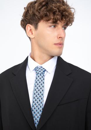 Vzorovaná hedvábná kravata, modro-bílá, 97-7K-001-X3, Obrázek 1