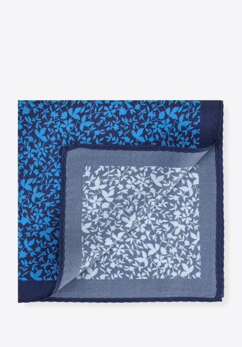 Vzorovaný hedvábný kapesníček, modro-bílá, 96-7P-001-X20, Obrázek 1