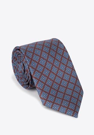 Vzorovaná hedvábná kravata, modro-oranžová, 97-7K-002-X1, Obrázek 1