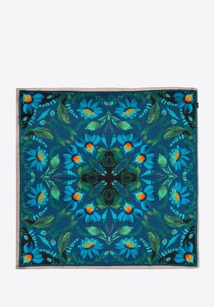 Dámský velký vzorovaný hedvábný šátek, modro-zelená, 97-7D-S02-X1, Obrázek 1