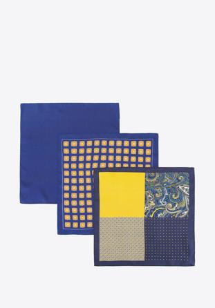 Sada tří hedvábných kapesníčků, modro-žlutá, 92-7Z-001-X1, Obrázek 1
