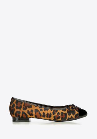 Balerini din piele cu peri de leopard, multicolor, 87-D-715-A-35, Fotografie 1