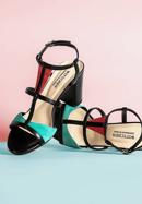 Sandale de damă cu toc, din piele, cu inserții colorate, multicolor, 90-D-404-X-37, Fotografie 15