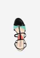 Sandale de damă cu toc, din piele, cu inserții colorate, multicolor, 90-D-404-X-37, Fotografie 5