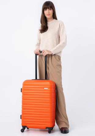 ABS bordázott Közepes bőrönd, narancs, 56-3A-312-55, Fénykép 1
