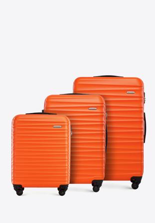 ABS bőröndszett bordázott, narancs, 56-3A-31S-55, Fénykép 1