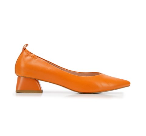 Női tömbsarkú bőrcipő gumis sarokszegéllyel, narancs, 94-D-502-1-37, Fénykép 1