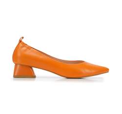 Női tömbsarkú bőrcipő gumis sarokszegéllyel, narancs, 94-D-502-6-37, Fénykép 1