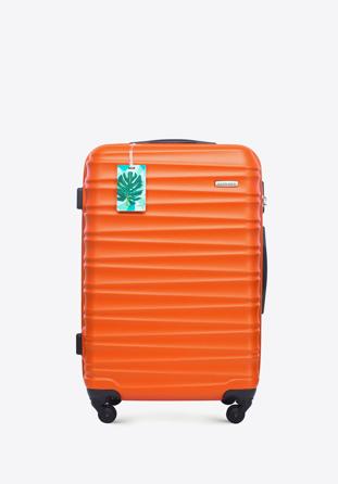 Közepes méretű bőrönd, poggyászcímkével, narancs, 56-3A-312-55Z, Fénykép 1