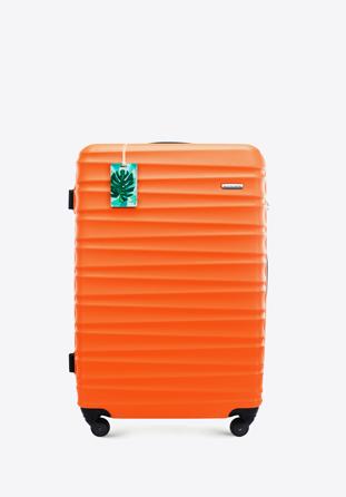 Nagyméretű bőrönd poggyászcímkével, narancs, 56-3A-313-55Z, Fénykép 1