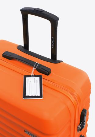 Nagyméretű bőrönd poggyászcímkével, narancs, 56-3A-313-55Z, Fénykép 1