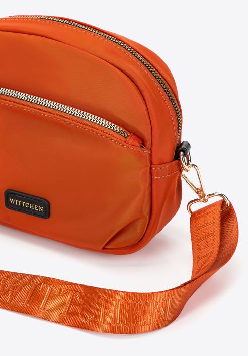 Női nylon crossbody táska elülső zsebbel, narancs, 97-4Y-106-6, Fénykép 4