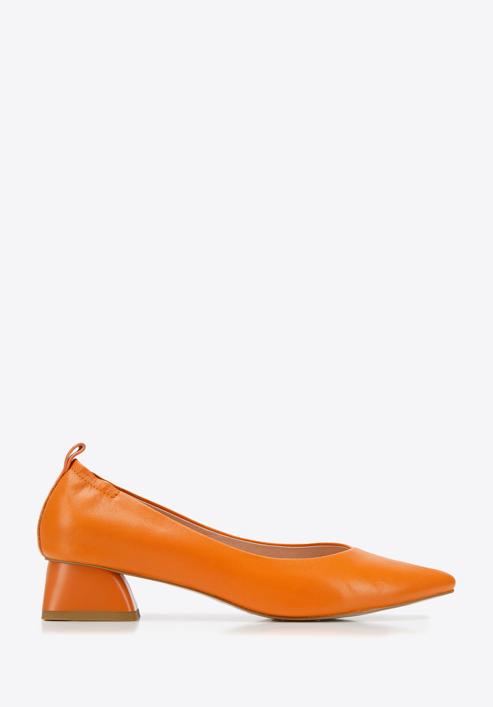 Női tömbsarkú bőrcipő gumis sarokszegéllyel, narancs, 94-D-502-6-36, Fénykép 1