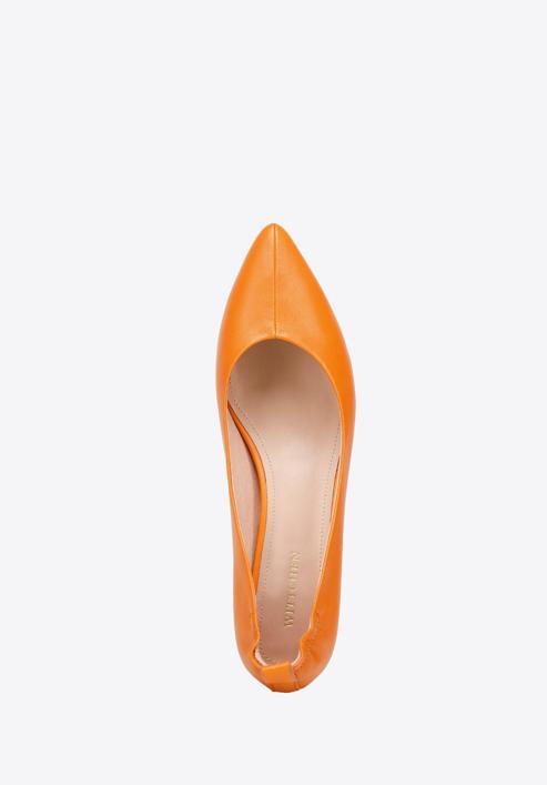 Női tömbsarkú bőrcipő gumis sarokszegéllyel, narancs, 94-D-502-6-36, Fénykép 4