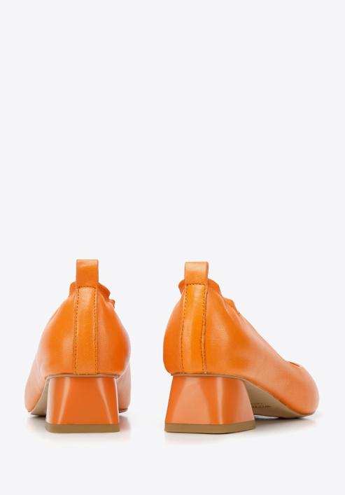 Női tömbsarkú bőrcipő gumis sarokszegéllyel, narancs, 94-D-502-6-36, Fénykép 5