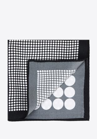 Batistă de buzunar din mătase cu model, negru - alb, 96-7P-001-X24, Fotografie 1
