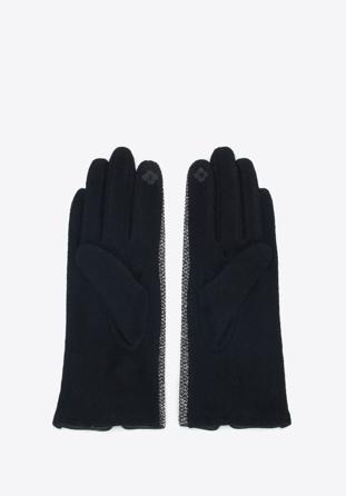 Mănuși de damă cu model melange, negru - alb, 47-6A-006-1X-U, Fotografie 1