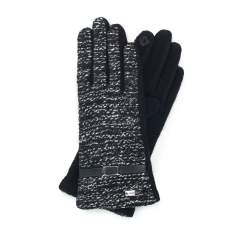 Mănuși de damă din material buclé, negru - alb, 47-6A-005-1X-U, Fotografie 1