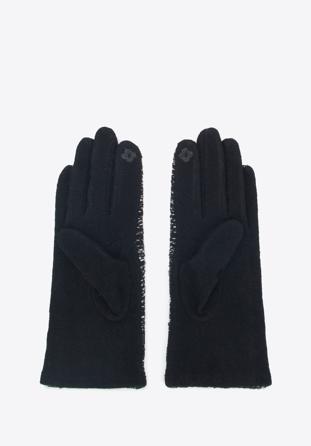 Mănuși de damă din material bucle, negru - alb, 47-6A-005-1X-U, Fotografie 1