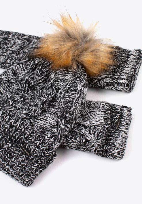 Set tricotat de iarnă pentru femei, negru - alb, 97-SF-001-P, Fotografie 5