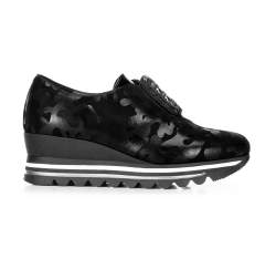Sneakerși metalici damă pe platformă, negru - argintiu, 92-D-656-S-41, Fotografie 1