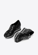Sneakerși metalici damă pe platformă, negru - argintiu, 92-D-656-S-40, Fotografie 3