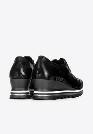 Sneakerși metalici damă pe platformă, negru - argintiu, 92-D-656-S-35, Fotografie 1