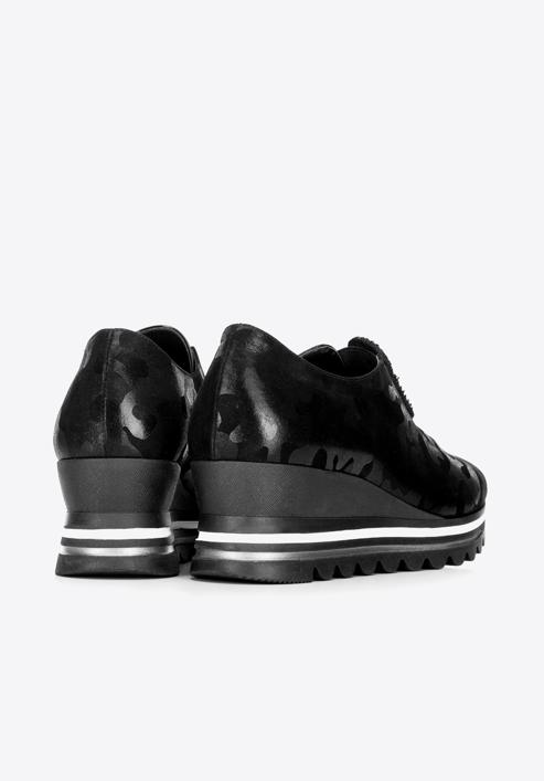 Sneakerși metalici damă pe platformă, negru - argintiu, 92-D-656-S-41, Fotografie 4