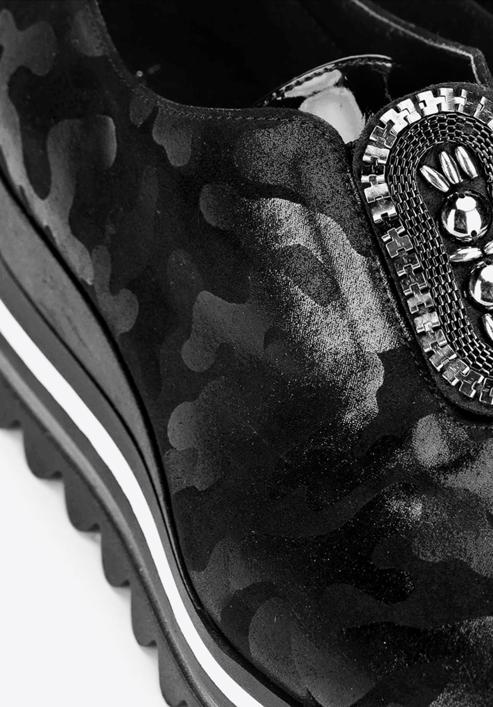 Sneakerși metalici damă pe platformă, negru - argintiu, 92-D-656-S-41, Fotografie 8