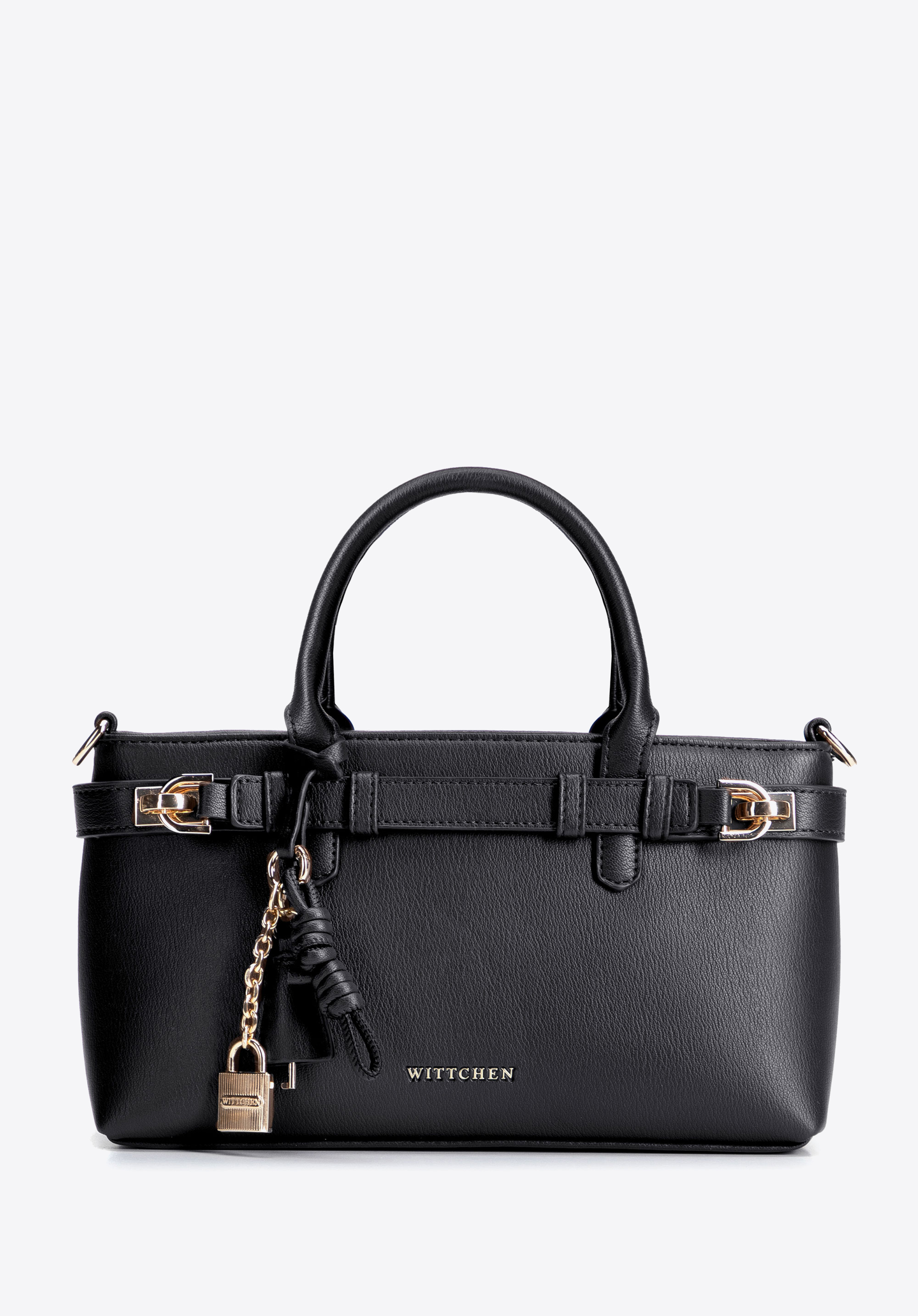 Geantă tote pentru femei cu pandantive decorative, negru - auriu, 104-4Y-507-11, Fotografie 1