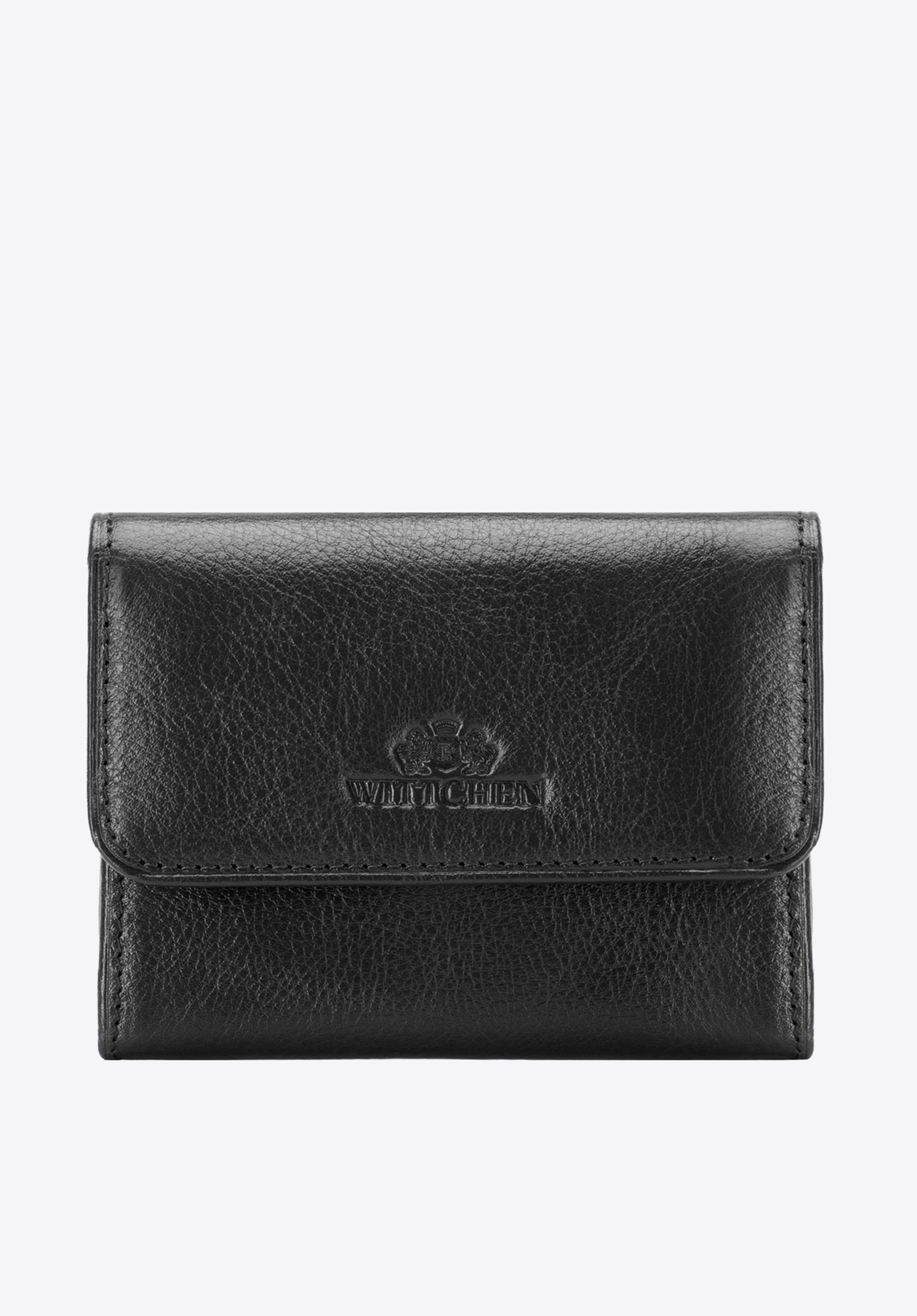 Portofel mic din piele cu închizătoare, negru - auriu, 21-1-034-L1, Fotografie 1