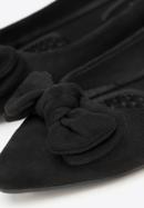 Balerini de damă din piele întoarsă cu fundiță, negru, 98-DP-204-9-37, Fotografie 8