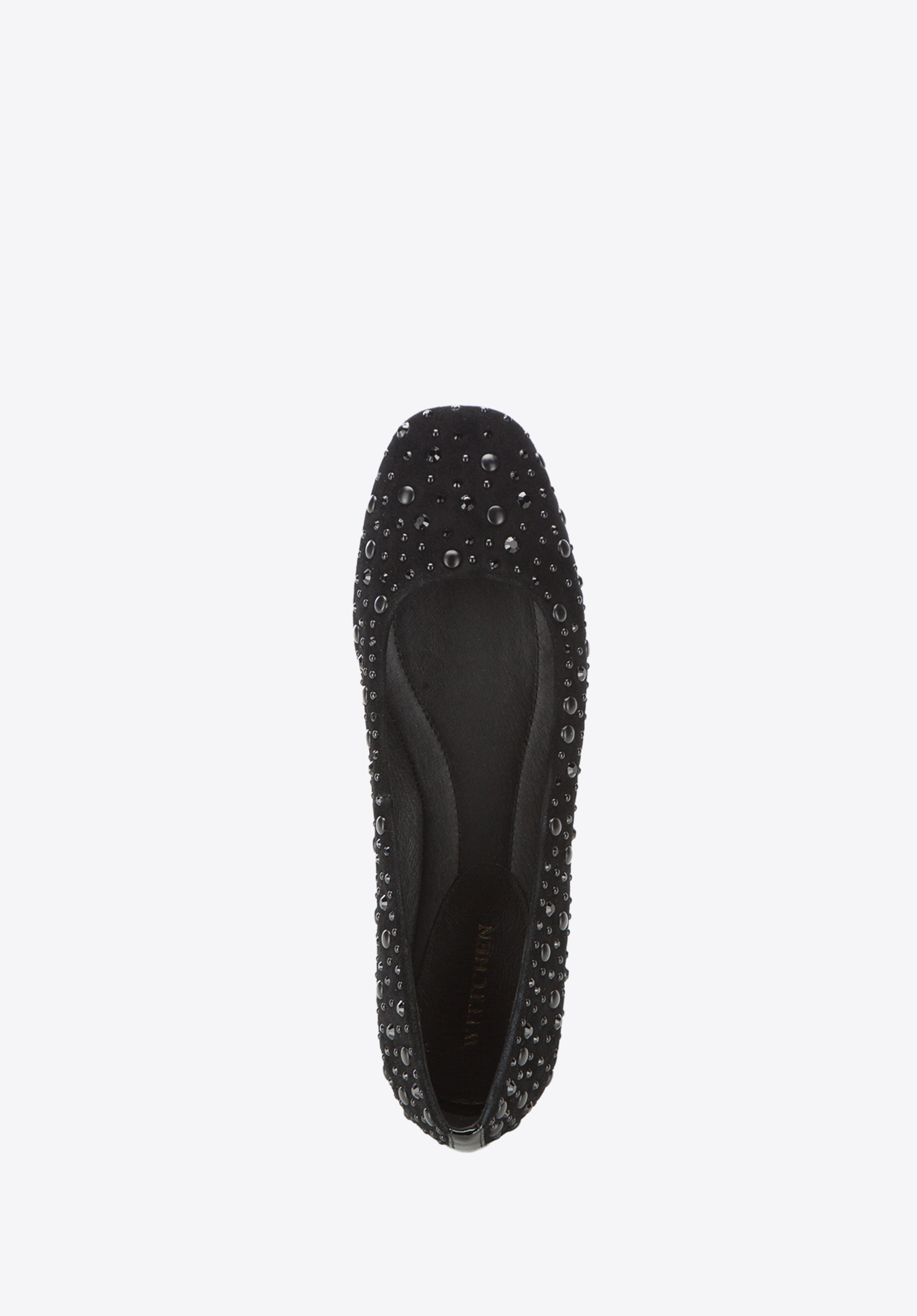 Balerini din nubuck cu cristale, negru, 86-D-656-1-36, Fotografie 1