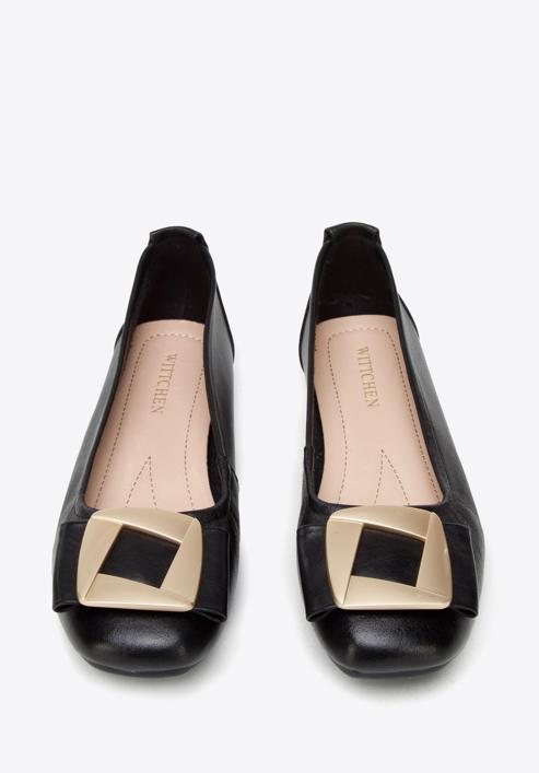 Pantofi din piele moale cu cataramă, negru, 94-D-951-1-35, Fotografie 3