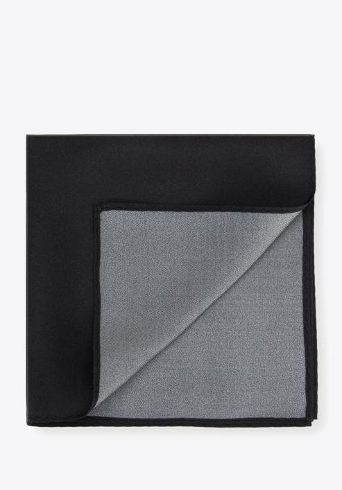 Batistă de buzunar din mătase într-o singură culoare, negru, 96-7P-001-5, Fotografie 1
