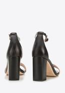 Sandale de damă din piele bicolore cu toc lat, negru - bej, 94-D-958-1-41, Fotografie 5