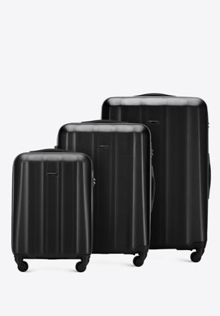 Un set de valize din policarbonat facturat, negru, 56-3P-11S-10, Fotografie 1
