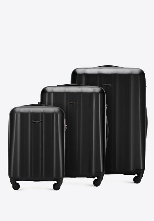 Un set de valize din policarbonat facturat, negru, 56-3P-11S-35, Fotografie 1