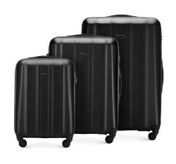 Un set de valize din policarbonat facturat, negru, 56-3P-11S-10, Fotografie 1
