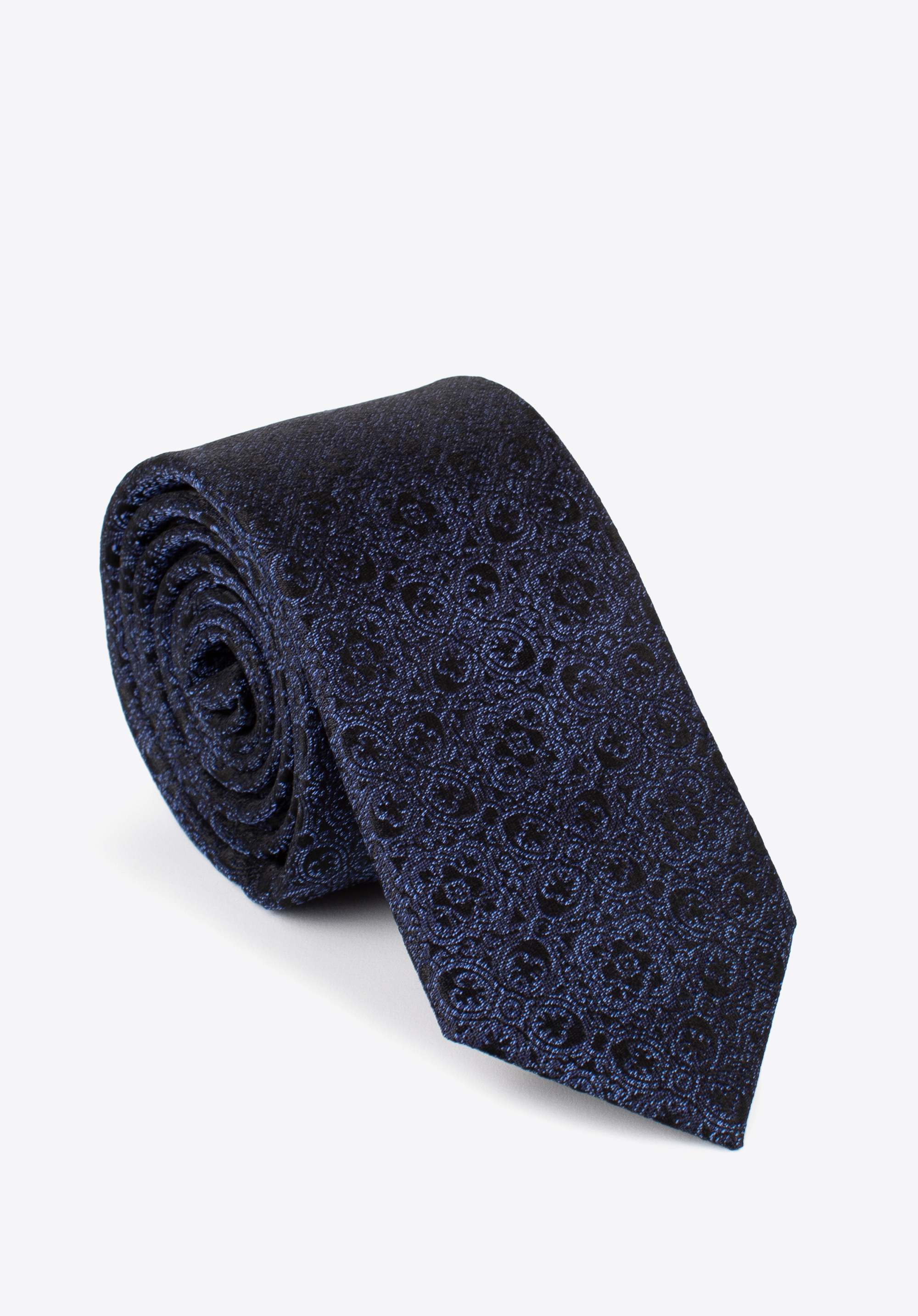 Cravată din mătase cu model, negru - bleumarin, 97-7K-001-X9, Fotografie 1
