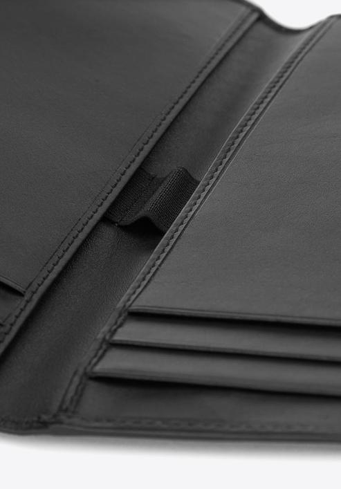 Husă pentru documente din piele cu tăbliță cu logo, negru - bleumarin, 26-2-088-19, Fotografie 5