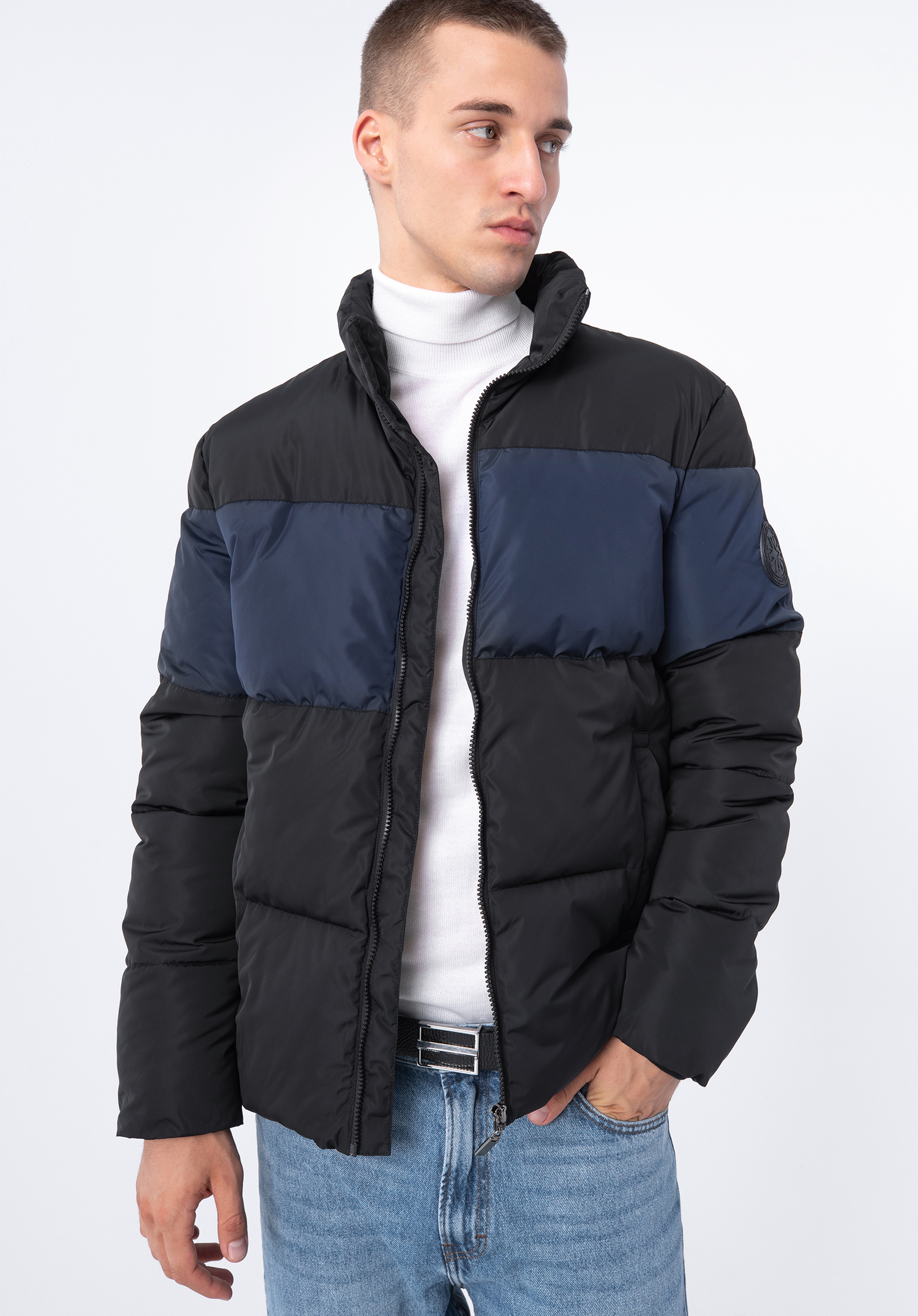 Jachetă căptușită pentru bărbați, negru - bleumarin, 97-9D-951-1N-XL, Fotografie 1