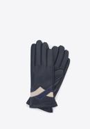 Mănuși damă din piele contrastante, negru - bleumarin, 39-6-645-GC-S, Fotografie 1